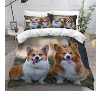 AOLIGL Parure de lit Chien, Corgi Housse de Couette 140x200cm, Bois De Printemps Ensemble De Literie Animaux Domestiques Animaux Chien Housse de Couette Enfant Garçon Fille