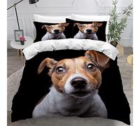 AOLIGL Parure de lit Chien, Jack Russel Terrier Housse de Couette 240x260cm, Le Noir Ensemble De Literie Animaux Domestiques Animaux Chien Housse de Couette 2 Personnes Adultes