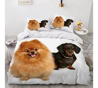 AOLIGL Parure de lit Chien, Teckel Housse de Couette 200x200cm, Chiot Moelleux Ensemble De Literie Animaux Domestiques Animaux Chien,Enfants Garçons Fille Adolescents Adultes
