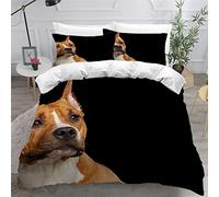 AOLIGL Parure de lit Chien, Terrier AméRicain du Staffordshire Housse de Couette 140x200cm, Le Noir Ensemble De Literie Animaux Domestiques Animaux Chien Housse de Couette Enfant Garçon Fille