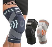 AOLIKES-Genouillères avec gel de silicone, manchon de compression de la rotule, support de ressort, stabilisateur de protection pour la récupération ACL sportive arthritique 1 Pair Dark blue
