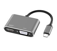 Aolirot Adaptateur USB C vers HDMI VGA, USB C vers HDMI et VGA Adaptateur Convertisseur USB Type C vers VGA 4K HDMI 1080P pour MacBook Pro 2019/2018/2017/MacBook Air 2018 etc
