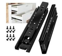 AOLISHENG Glissiere pour tiroir 400 mm Glissière de tiroir latéral rail coulissant coulisse tiroir sortie totale à bille pour placard et cuisine 45 kg Charge Noir 1 Paire(2 pièces)