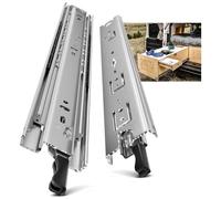 AOLISHENG Glissiere Pour Tiroir Charge Lourde 750 mm Avec Serrure Pour Camping Car & Van Latéral Coulisse de Tiroir Sortie Totale Rail Coulissant Glissière a Bille Charge max 68 kg 1 Paire(2 pièces)