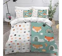 Aolity Housse de Couette 140x200 cm Enfant 1 Personne Parure de Lit Renard Étoile Housse Couette Douce Microfibre Ado Garçon Fille, 2 Taies d'Oreillers 50x75cm