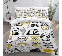 Aolity Housse de Couette 140x200cm Enfant Parure de Lit Griffonnage De Panda, Zoo Housse Couette Ado Garçon Fille 1 Personne,2 Taies d'Oreillers 50x75cm,Douce Multicolore