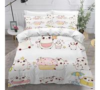 Aolity Housse de Couette 140x200cm Enfant Parure de Lit Panda Mignon , Kawaii Housse Couette Ado Garçon Fille 1 Personne ,2 Taies d'Oreillers 50x75cm,Douce Multicolore, 140x200+2x50x75