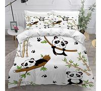 Aolity Housse de Couette 140x200cm Enfant Parure de Lit Panda , Panda des Enfants Housse Couette Ado Garçon Fille 1 Personne ,2 Taies d'Oreillers 50x75cm,Douce Multicolore, 140x200+2x50x75