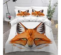 Aolity Housse de Couette 220x240 Animal Renard 3D Imprimé Microfibre Parure de Lit Blanc Qualité Supérieure Ultra Doux Literie Set 3 Pièces avec Fermeture Eclair