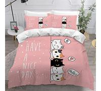 Aolity Housse de Couette Fermeture Éclair 220x240 Chat Kawaii Housse de Couette Rose Set de 3 Pièces de Qualité Supérieure en Microfibre Ultra Doux pour Literie Queen - Lavage en Machine - Unisex