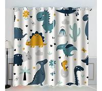 Aolity Occultant 3D Dinosaures Animaux Kawaii - Rideau Isolant Thermique Et Phonique en Polyester pour Chambre d'Enfant, Cuisine, Petite Fenetre - Lot De 2 - 75x166 cm LxH
