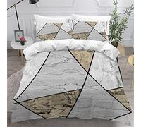Aolity Parure de Lit 2 Personnes Adulte Housse de Couette 240×260 Marbre Beige Gris Parure de Lit 3D Motif Motifs Géométriques Housse Couette avec Fermeture Éclair Parure De Couette King Size