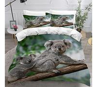 Aolity Parure de Lit 2 Personnes Adulte King Size Housse de Couette 240×260 Koala Mère Et Petit Parure de Lit Microfibre 3D Motif Koala Housse Couette avec Fermeture Éclair