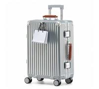 Aoliwei Valise à roulettes avec cadre en aluminium - Taille XL (75 cm) - Valise rigide de qualité supérieure pour les voyages de 11 à 14 jours - Avec poignée en cuir véritable marron, serrure TSA et