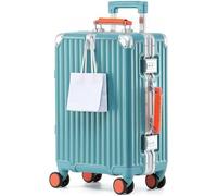 Aoliwei Valise de voyage avec cadre en aluminium M (64 cm) - Valise rigide de qualité supérieure pour 4 à 6 jours de voyage, avec poignée en cuir véritable noir, serrure TSA et roulettes doubles