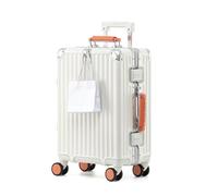 Aoliwei Valise de voyage avec cadre en aluminium M (64 cm) - Valise rigide de qualité supérieure pour 4 à 6 jours de voyage, avec poignée en cuir véritable noir, serrure TSA et roulettes doubles