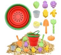 AolKee 11 pièces Seau Plage Enfant, Jouet de Plage, Bucket de Sable Pliable, Jouets de Grue de Sable, réutilisable, Bucket Pliable à Main de pastèque d'eau, Jeux d'été pour Enfants