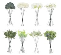 AolKee 65pcs Fleurs artificielles, 8 Types de Bouquet, Eucalyptus Artificiel, intérieur extérieur Fleurs artificielles pour fête de Mariage décoration de la Maison, décoration