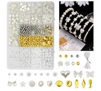 AolKee Lot de 1040 perle pour bracelet, perle blanche, kit perles pour bracelet, kit de fabrication de bijoux, kits de fabrication de bracelets pour filles,femmes