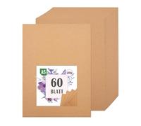 Aolkee Lot de 60 feuilles de papier kraft A5, 14,8 x 21 cm, 200 g, craft pour artisanat, invitations de mariage, carton, artisanat, papier d'impression A5, marron