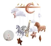 Aolkee Mobile bébé en bois, animaux en feutre, éléphant girafe lion Cloud bébé pendentif mobile, deco chambre bebe pour les garçons et les filles nouveau - nés 0-12 mois