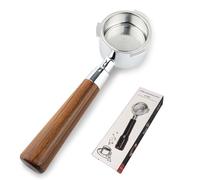 AolKee Porte-filtre réutilisable sans fond de 51 mm, poignée à trois oreilles de 51 mm avec filtre à expresso en acier inoxydable, poignée en bois massif, compatible avec Delonghi EC680 EC685