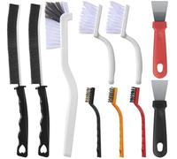 AOLLEN 10 Pièces Brosse de Nettoyage des Interstices, Brosse pour Cuisinière et Carrelage, Grattoirs pour Joint Poils Durs, Cuisine et Salle de Bain