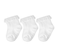Aolso 3/6 paires Chaussettes à Volants Pour Filles, Bébé en Coton Doux et Confortables, Blanc Chaussettes Naissance avec Poignée Antidérapante pour 0 à 4 ans, Taille S