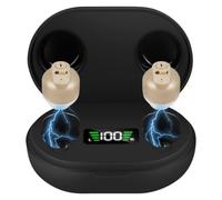 Aolso Amplificateur de Bruit Auditif,2PCS Coupe Ergonomique Casque Sans Fil | Amplificateur de Son Rechargeable, Réduction du Bruit, Station de Charge USB, Boîte de Rangement-couleur peau