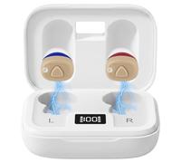 Aolso Amplificateur de Son Rechargeable, assorties rouges et bleues-B | Réduction du Bruit, Station de Charge USB, Boîte de Rangement, Coupe Ergonomique Casque sans Fil