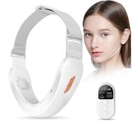 Aolso Appareil de Levage du Visage, Appareil Massage Visage Anti Rides, 6 Modes Électrique V Face Mise en Forme Massager, Massage Visage à Lumière Rouge et Bleue avec Télécommande(Argent)