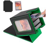 Aolso Boîte de Rangement pour Cartes MTG Commander, boîte de Rangement pour Cartes à Collectionner, étui magnétique en Cuir PU Jusqu'à 100+ Double Manchette Cartes, 2 Compartiments 1 toploader, Vert
