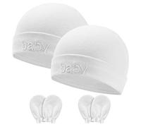 Aolso Bonnets de Naissance et Moufles de Protection Coton de Haute Qualité, Bébés 0-6 Mois, Unisex, Blanc, Béret, Uni, Protection Solaires, Lavage à la Main, Enfants
