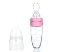 Aolso Cuillère de distribution d'aliments en silicone, Mangeoire à fruits, Cuillère de distribution de nourriture pour bébé, Biberon Aliments Squeeze Feeder (Rose)