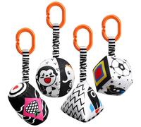 Aolso Jouets de Poussette, 4Pcs Hochet Suspendus, Jouet pour lit d'enfant, Sensoriels à Contraste élevé, Jouets de siège d'auto pour Nouveau-né