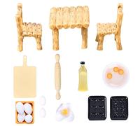 Aolso Maison de poupée Meubles Miniatures,17Pcs Enfants Salle à Manger en Bois Maison, poupée Meubles Accessoires, Miniature Accessoires, Miniatures de Cuisine pour Maison de Poupee