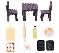 Aolso Maison de poupée Meubles Miniatures,17Pcs Enfants Salle à Manger en Bois Maison, poupée Meubles Accessoires, Miniature Accessoires, Miniatures de Cuisine pour Maison de Poupee