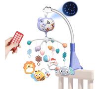 Aolso Mobile Musical bébé, Musical Lit Bébé,Mobile de Voyage,3-in-1 Mobile Musical Lit Bébé avec Lumières et Musique,Mobile Musical Berceau Bébé, Projecteu - Cadeau pour Nouveau Née(Lapin-Bleu)