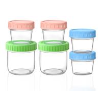 Aolso Pot de Conservation, 2PCS/300ml et 4PCS/100ml Conservations pour Nourriture,Petit Pot, Repas de Boîtes de Conservation avec Couvercle Hermétique