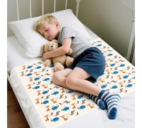 Aolso Protège Matelas lit Enfant, 86 * 91cm Protège Matelas Bébé, Matelas Imperméable Lavable, Tapis antidérapant avec Bandes latérales, pour Lits Simples, Lits pour Enfants(Éléphant Girafe)
