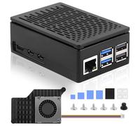 Aolso Raspberry Pi 5 Case, avec Ventilateur Actif Officiel, boîtier de Refroidissement ABS Raspberry Pi 5, boîtier en Maille pour Raspberry Pi 5, 4 Go, 8 Go (Noir)