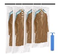 Aolso Sacs de Rangement sous Vide Suspendus pour vêtements, 4Pcs Housse sous Vide pour costumes, manteaux, vestes, Economisez 80% d'espace organisateur de placard Sacs à Vide,135x70cm*2+110x 70cm*2