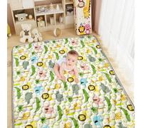 Aolso Tapis D'éveil Bébé, 150x200cm Tapis de Jeu pour Enfant Bebe, Tapis de Sol, Antidérapant Tapis Rampant Bébé, Tapis de Bébé Pliable, Coton Tapis Eveil Enfants(Éléphant lion)
