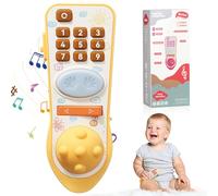 Aolso Télécommande TV, Jouet télécommandé de Musique, Jouets Musical d'apprentissage Précoce de Téléphone télécommande du simulateur de bébé, Apprentissage Pendant 6 Mois + Garçons ou Filles (Jaune)