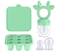 Aolso Tétine Grignoteuse Bébé,Tétine Pour Bébé,Tétine à Fruit Tétine D'alimentation pour Bébé, Grignoteuses+ Boîte de conservation des aliments pour bébés pour Enfants de 3 à 24 Mois(Vert)