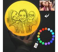 Aolun Lampe Lune Personnalisée avec Photo,Lampe Lune Personnalisable,16 couleurs USB Rechargeable Veilleuse pour les enfants, anniversaire, action de grâces, Noël, cadeaux de fête des mères