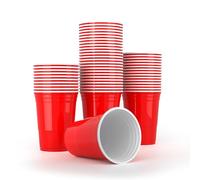 AOLUXLM 50 Gobelets, Gobelet Rouge, Gobelet Americain Reutilisable 16oz/473ml, Répétable Tasses pour Boissons Chaude Froide, Mariage, Fête