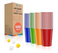 AOLUXLM Lot de 240 Gobelets Réutilisables + 20 Boules - 47cl Polypropylène (PP) Alimentaire - Gobelet Durables - Lave-vaisselle - 4 Couleurs pour Fêtes et Événements