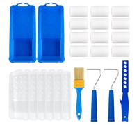 Aomaic Lot de 24 Mini Rouleaux de Peinture, 12 de 6 cm Petit Rouleau Peinture, 2 Cadres de Rouleau, 2 Plateaux de Peinture, 6 Plateaux Transparents jetables, Un Pinceau et Un mélangeur de Peinture