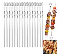 AOMAIGAD 24 Pièces Brochette inox, 30cm Brochettes de grillades, Brochettes RéUtilisables en Acier Inoxydable, Brochettes Pour Griller, Brochette Réutilisables pour Barbecue,Viande,légumes